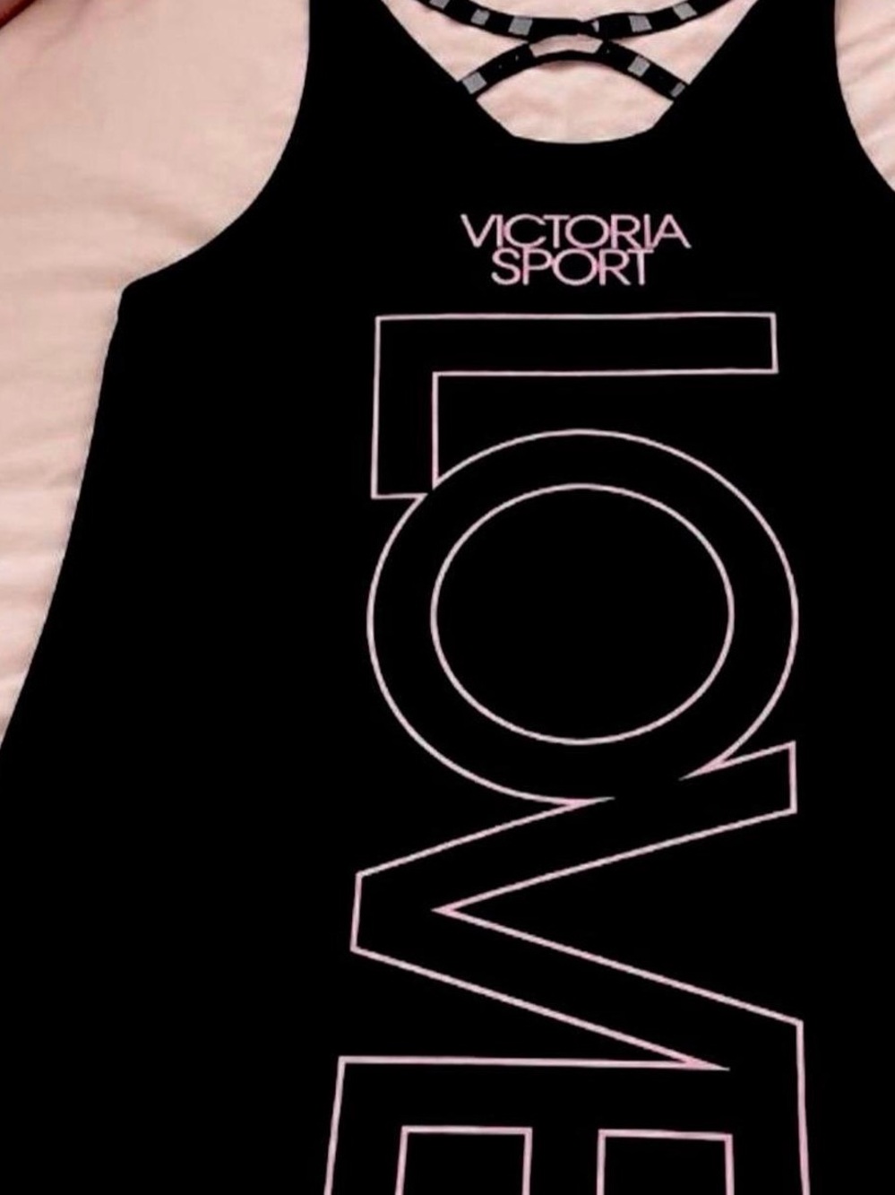 Victoria's Secret Black Tank with Pink Logo Graphic